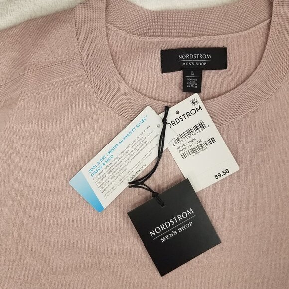 NEW Nordstrom Men's Shop L Merino Wool Pullover Sweater in Pink Antique - Picture 4 of 9